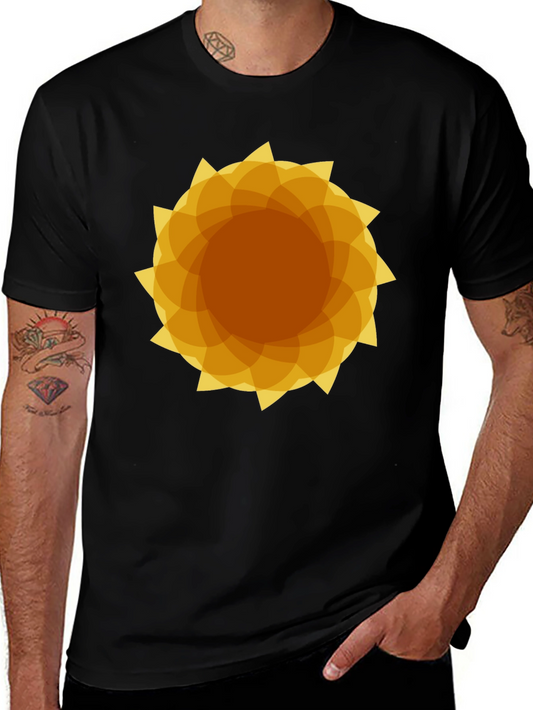 Geometric Sunburst Graphic Black T-Shirt