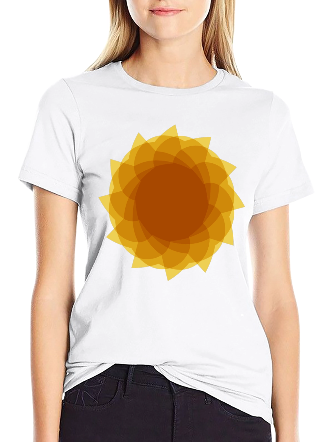 Geometric Sunburst Graphic Black T-Shirt
