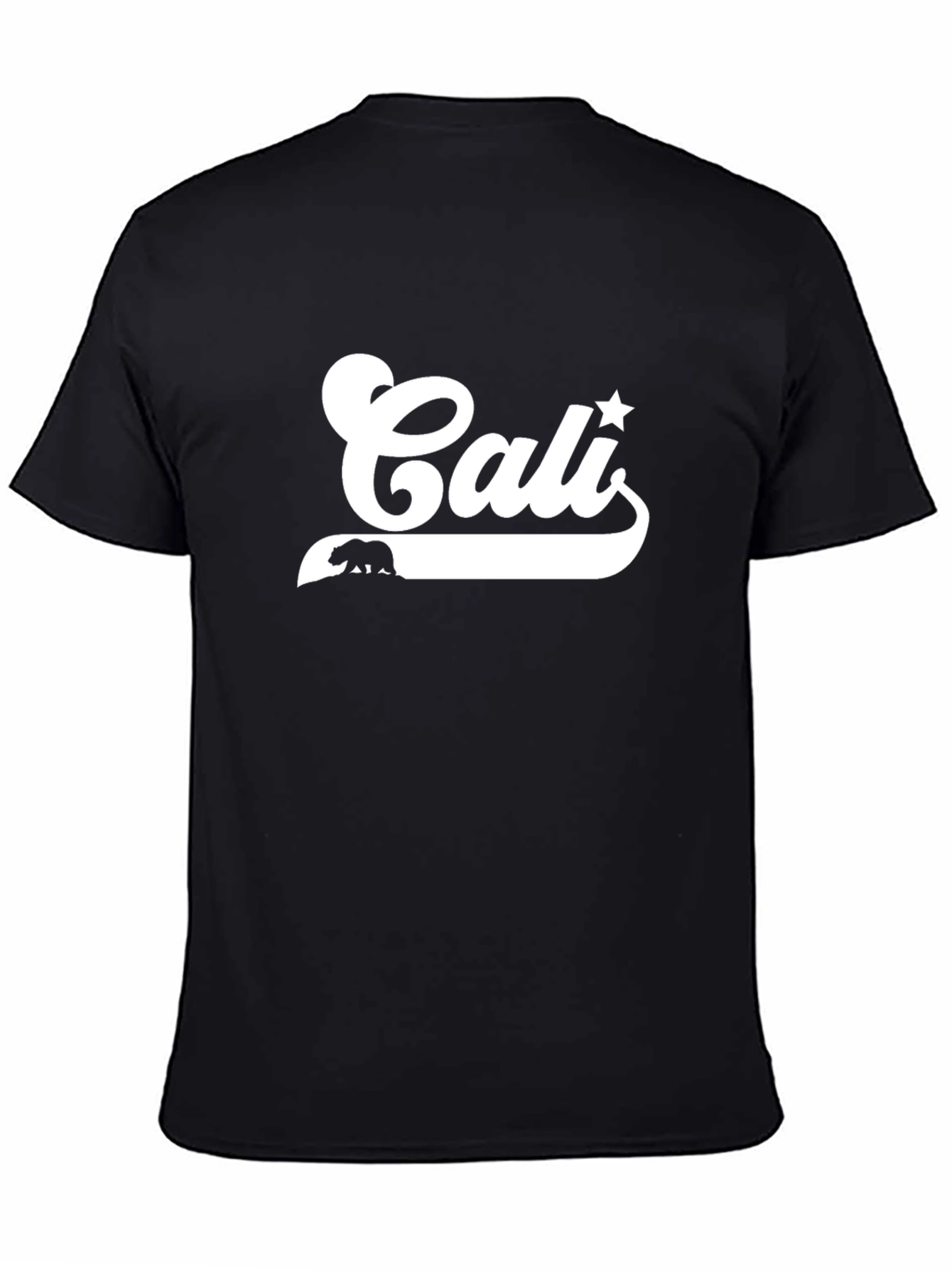 Cali Bear Star Graphic T-Shirt - Black