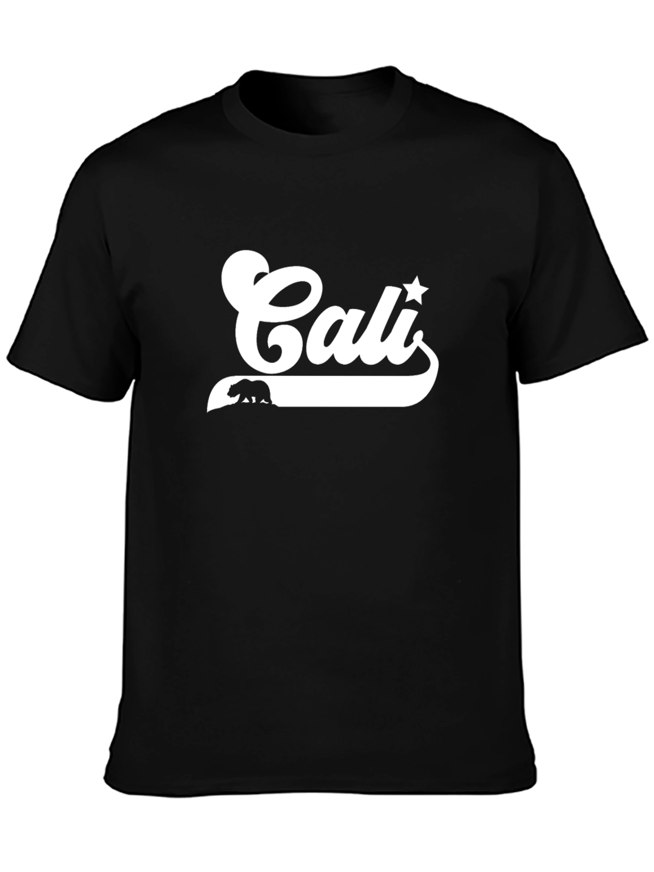 Cali Bear Star Graphic T-Shirt - Black