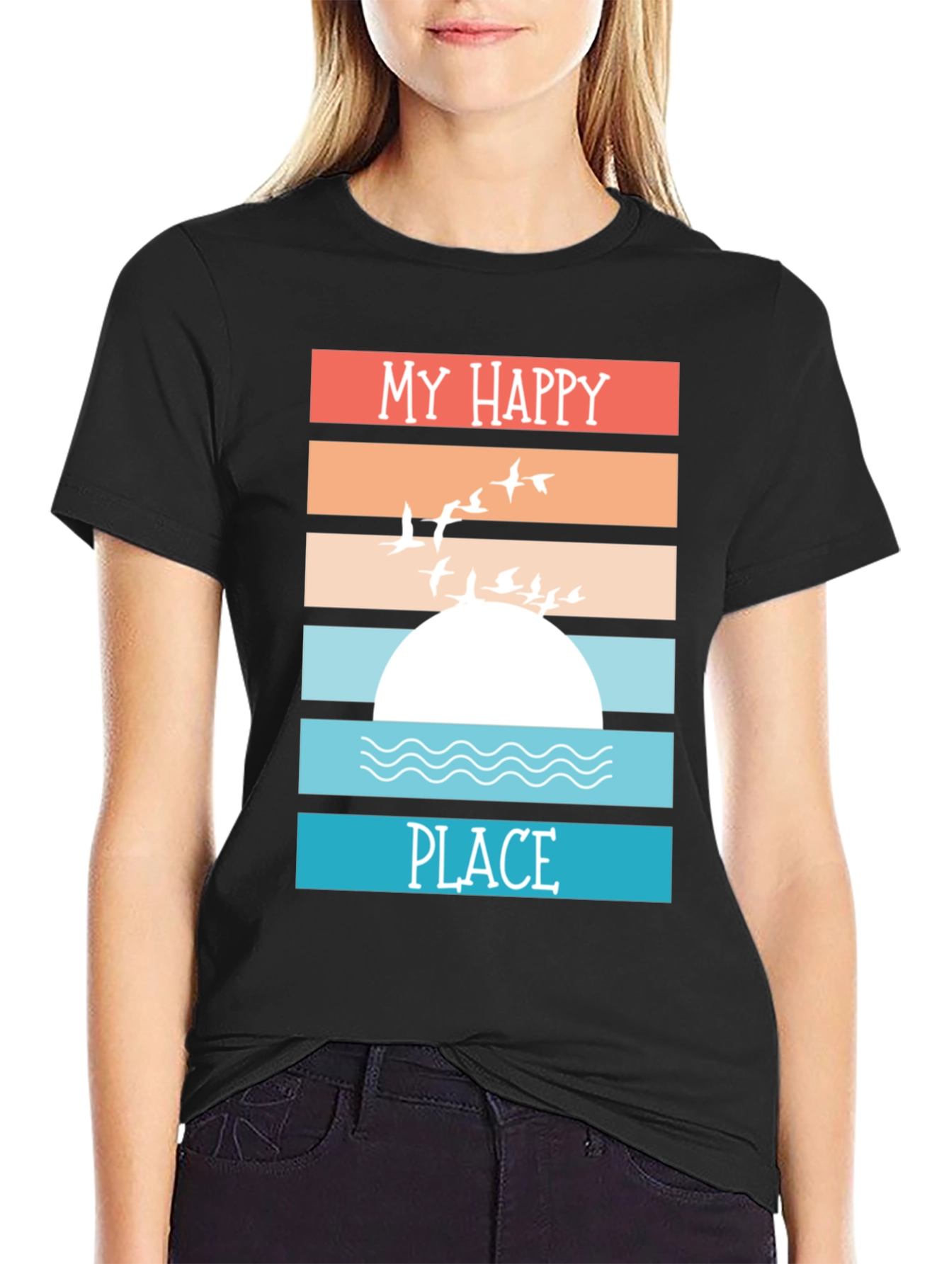 My Happy Place Graphic Tee Beach Sunset T-Shirt