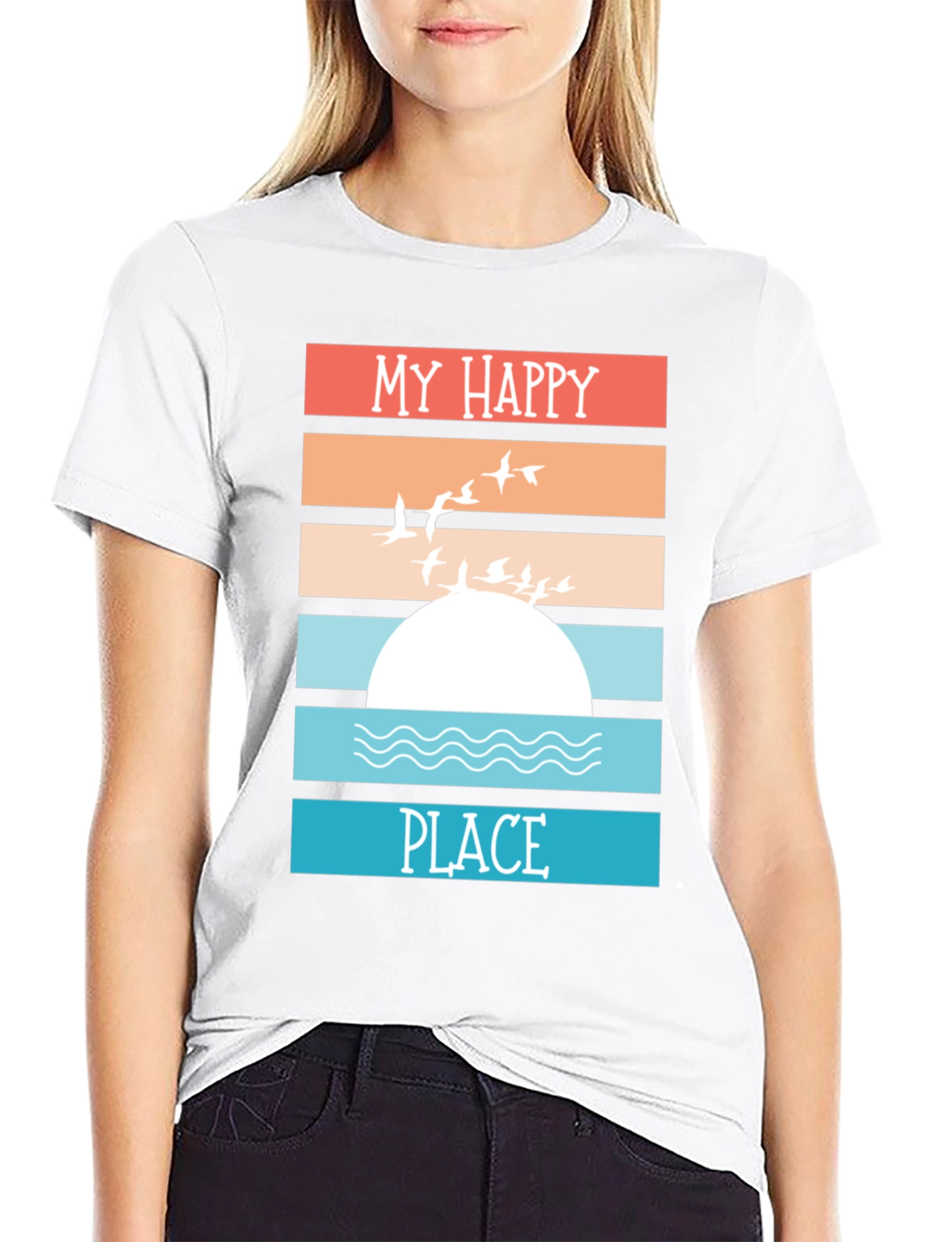 My Happy Place Graphic Tee Beach Sunset T-Shirt