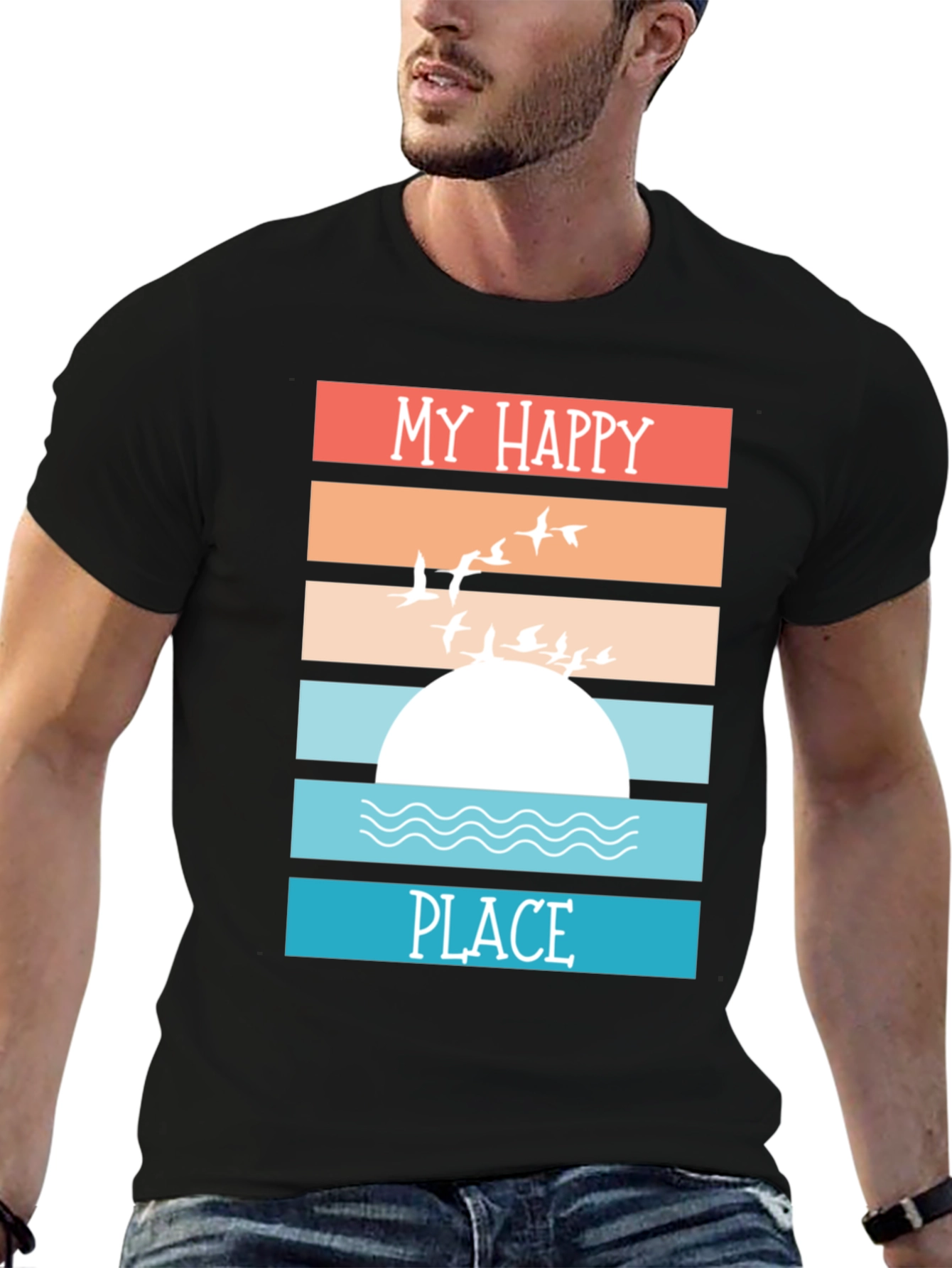 My Happy Place Graphic Tee Beach Sunset T-Shirt