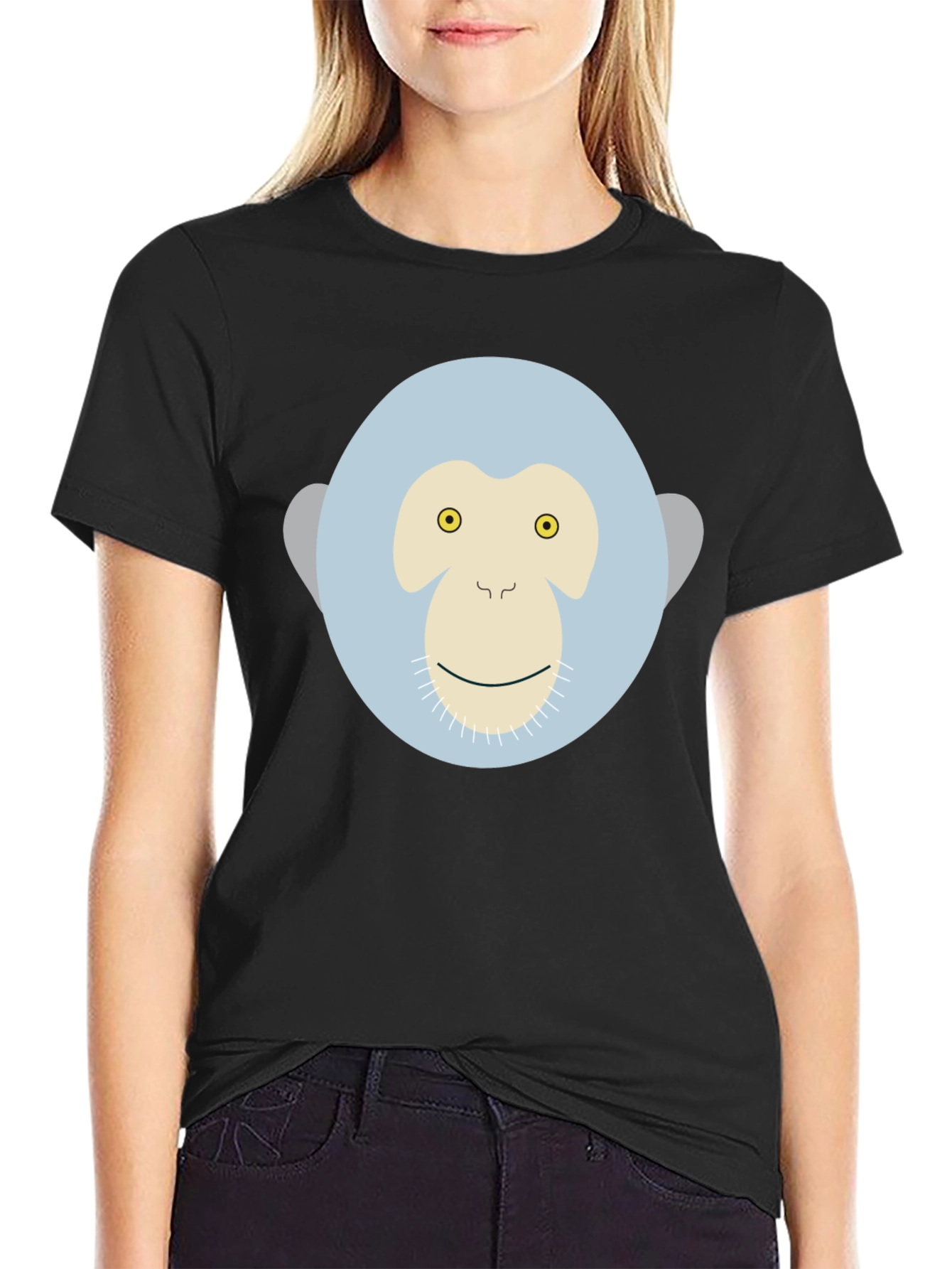 Monkey Face Graphic Black T-Shirt