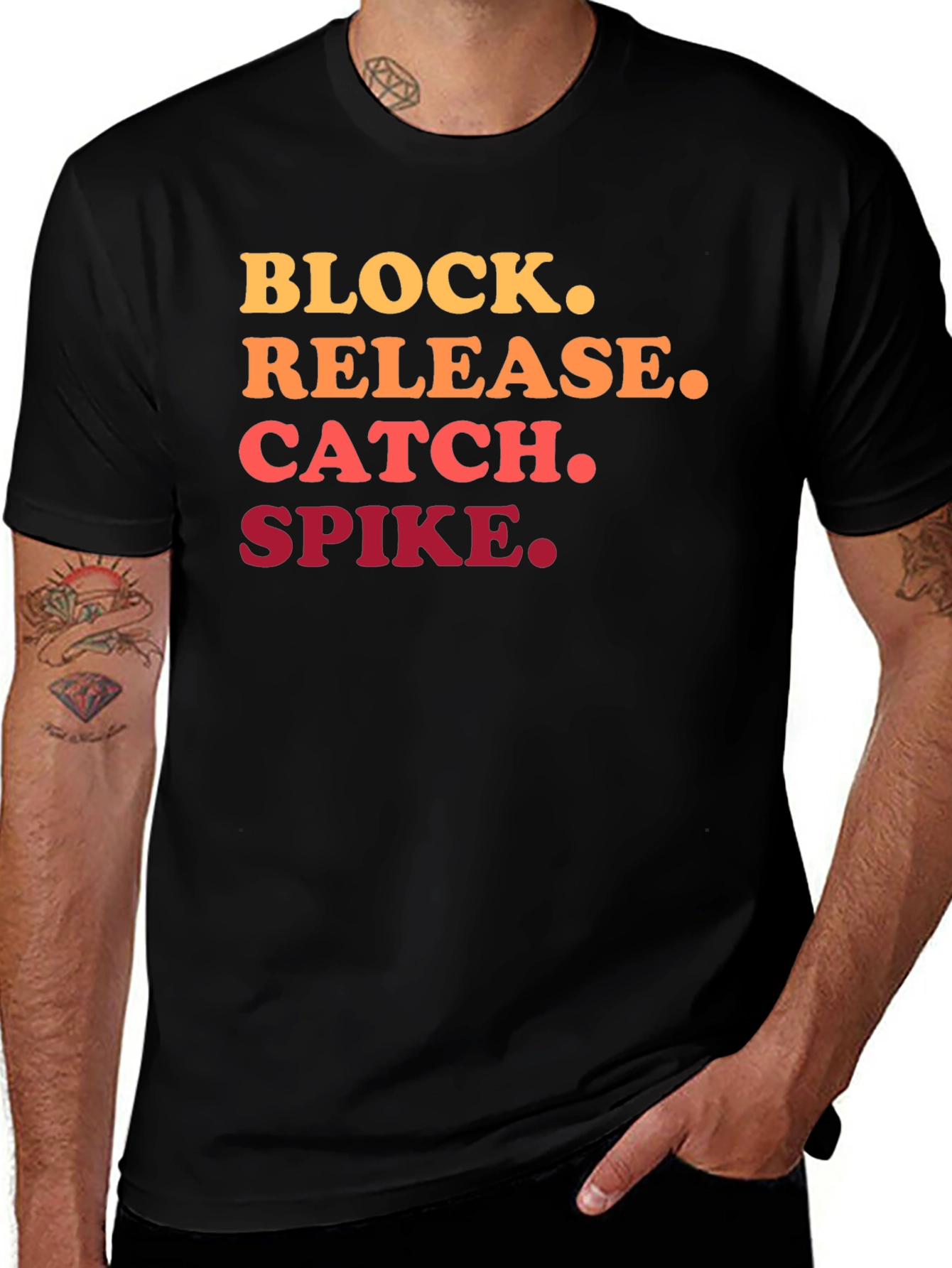 Volleyball Action Black T-Shirt