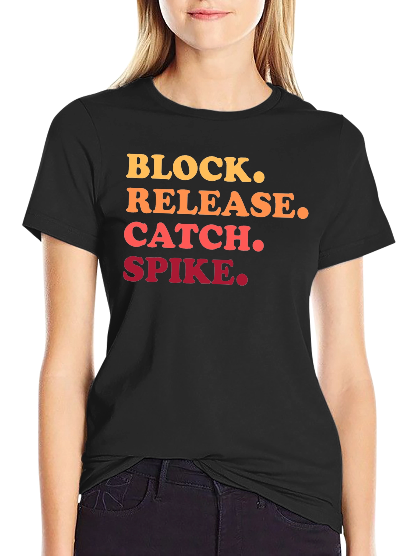 Volleyball Action Black T-Shirt