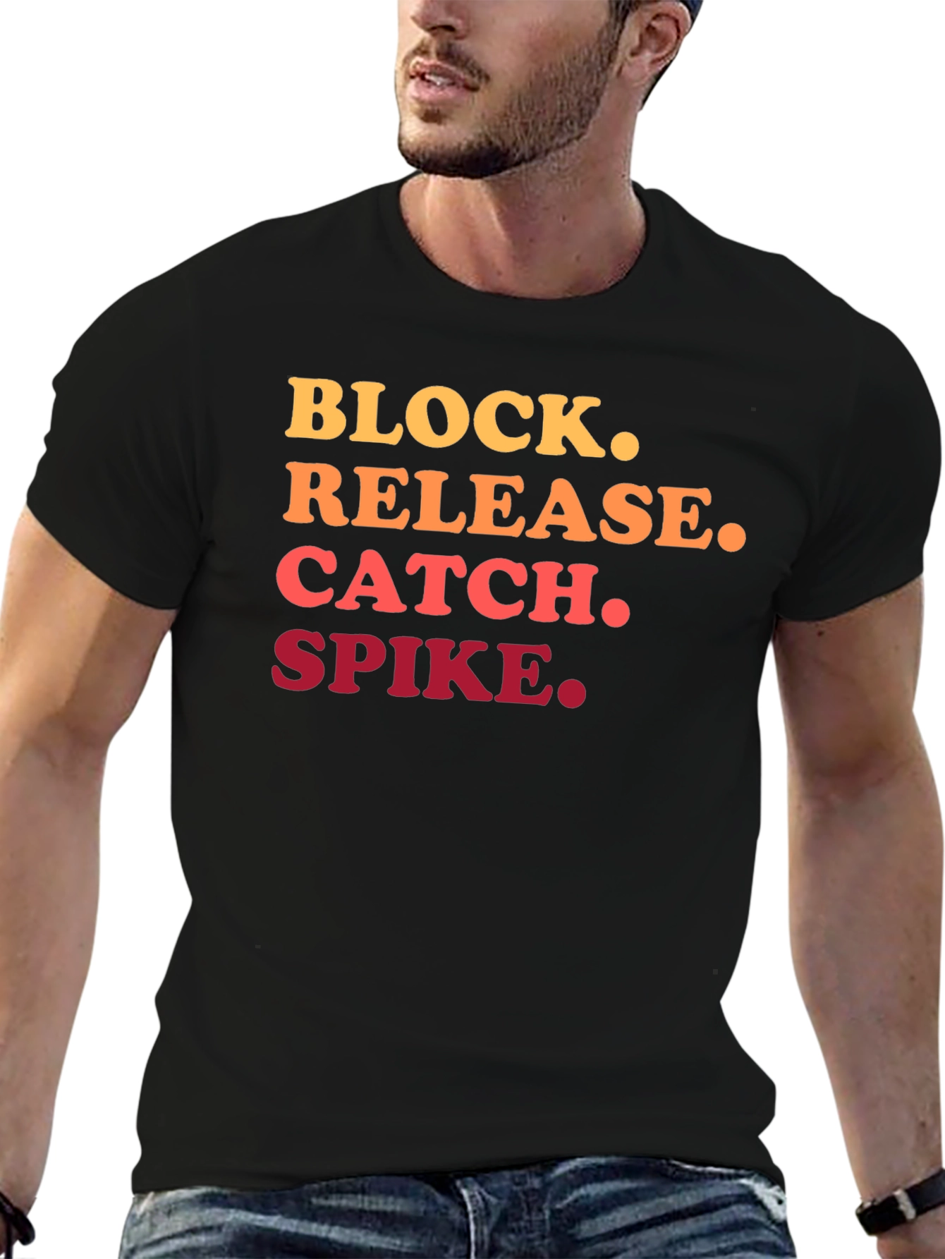 Volleyball Action Black T-Shirt