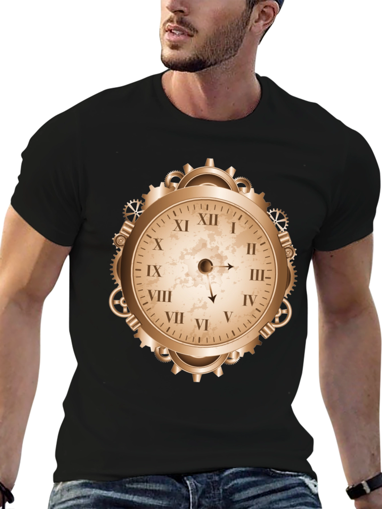 Steampunk Clock Graphic Tee - Unique Design