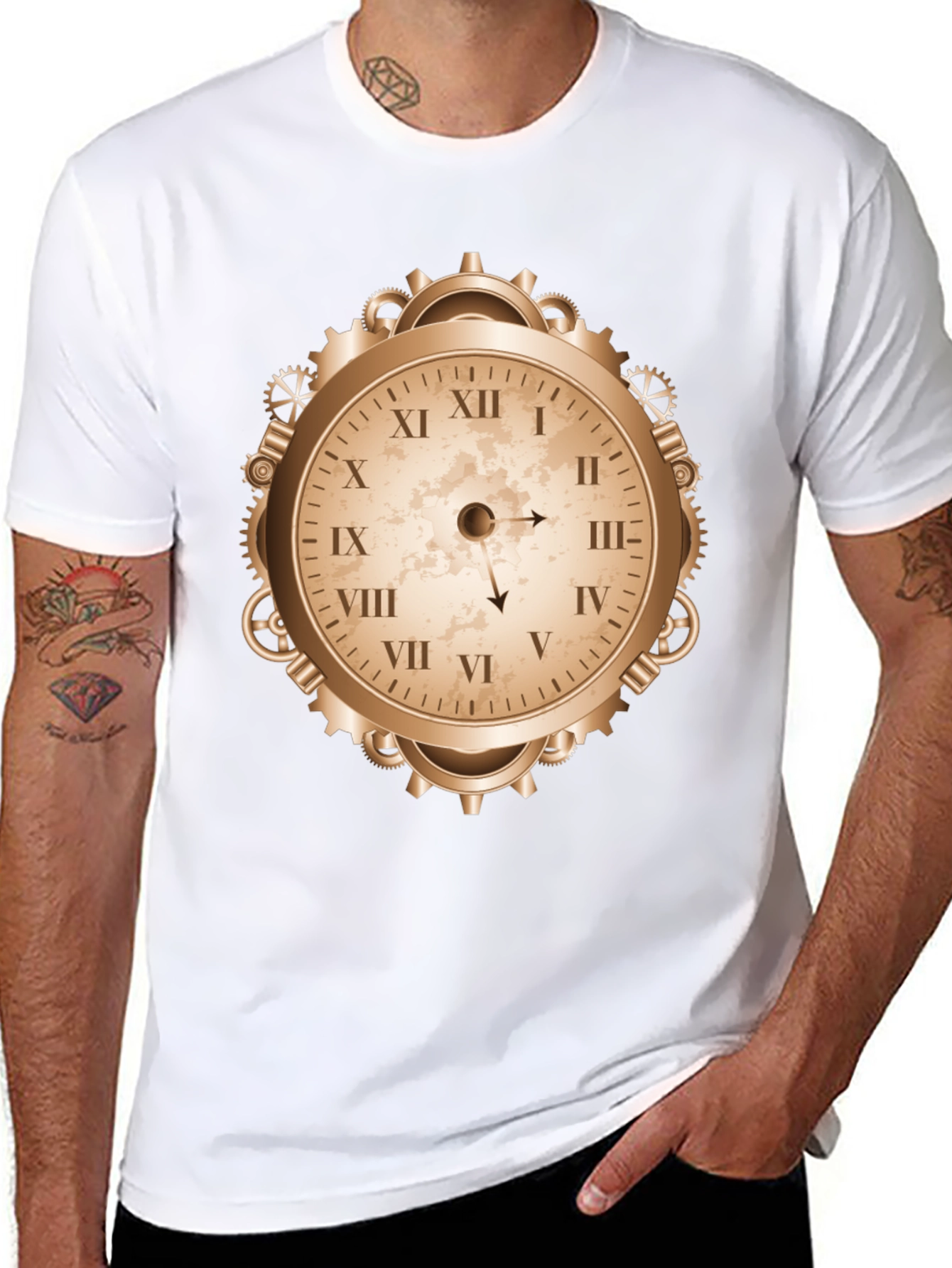Steampunk Clock Graphic Tee - Unique Design