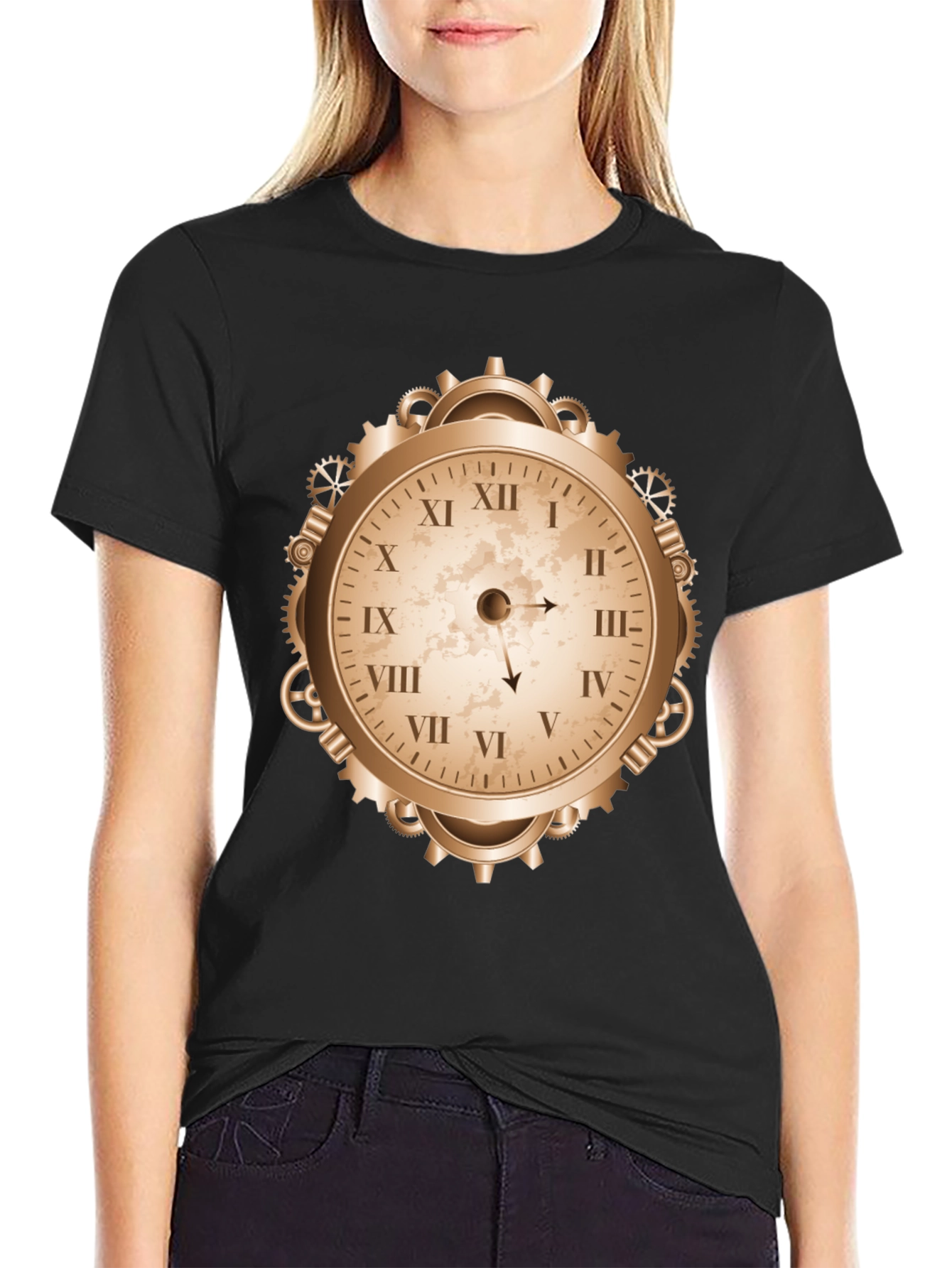Steampunk Clock Graphic Tee - Unique Design