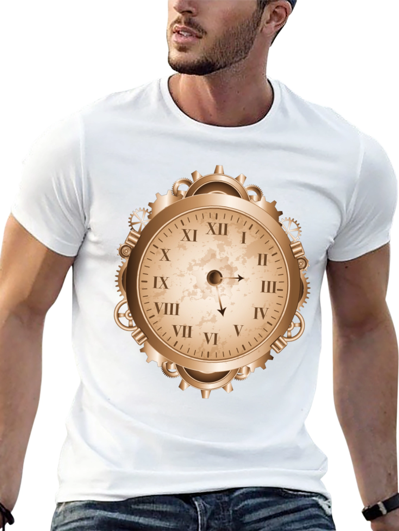 Steampunk Clock Graphic Tee - Unique Design