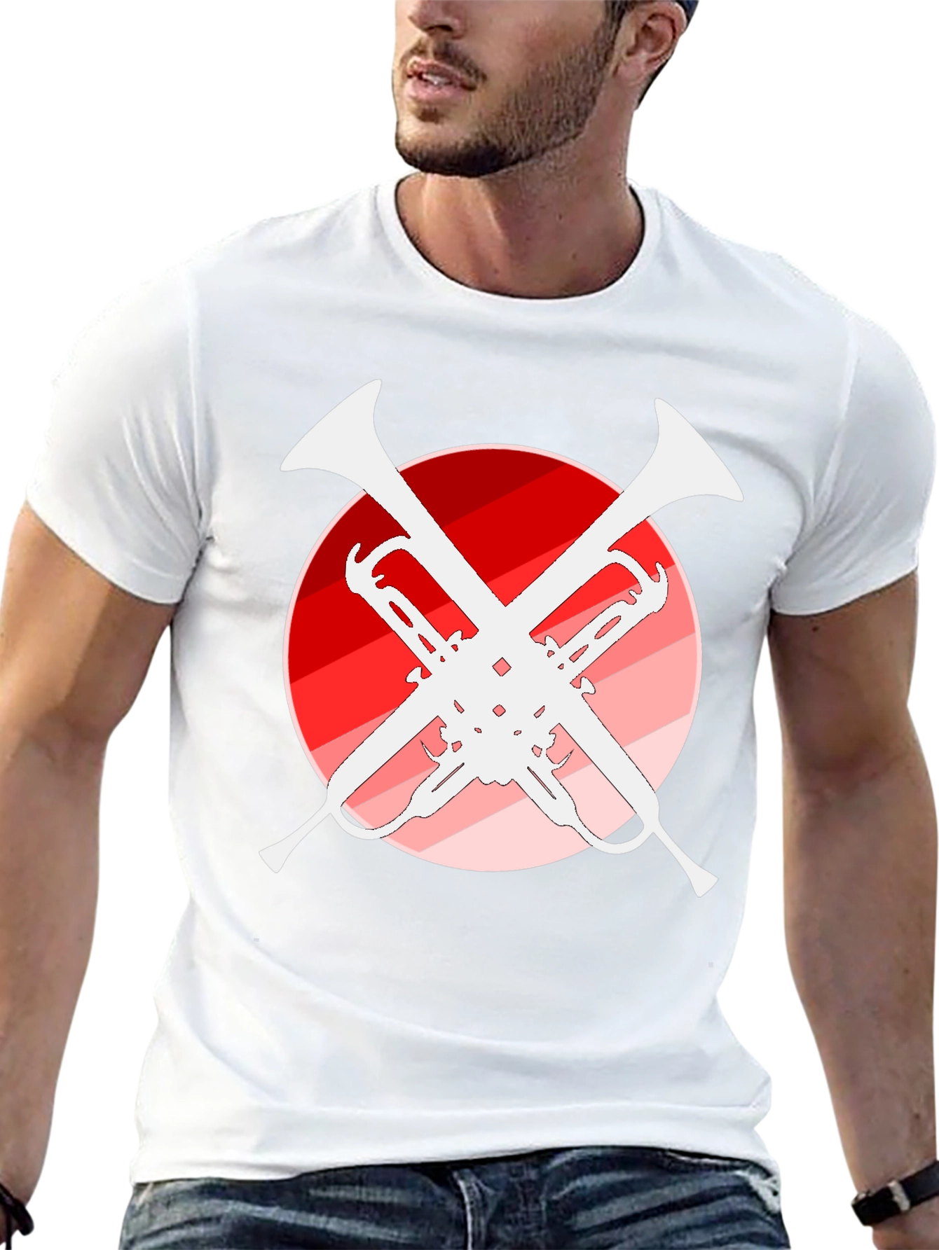 Trumpet Music T-Shirt - Unique Crossed Design