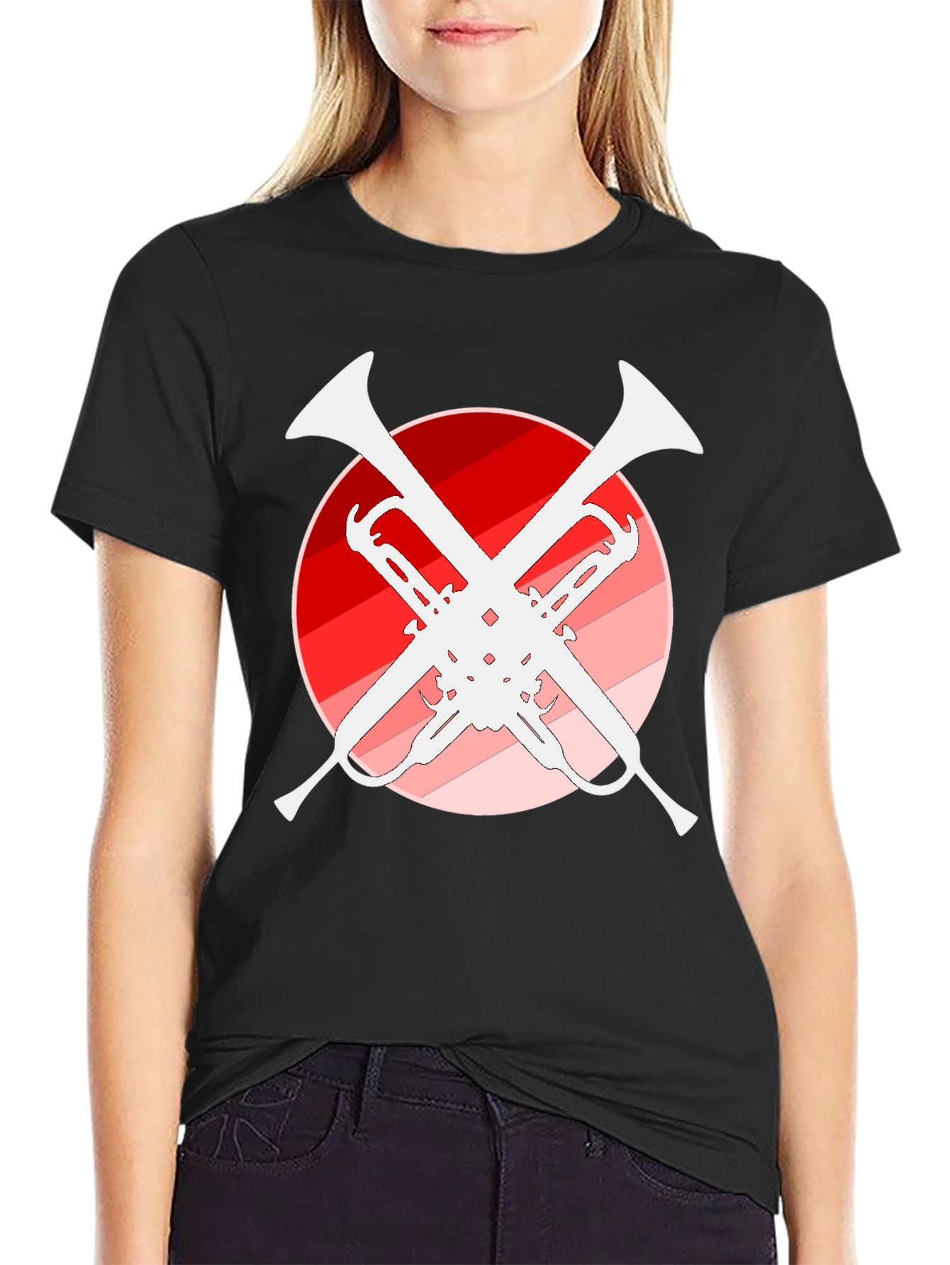 Trumpet Music T-Shirt - Unique Crossed Design