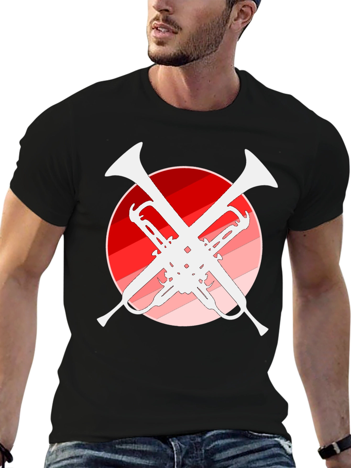 Trumpet Music T-Shirt - Unique Crossed Design