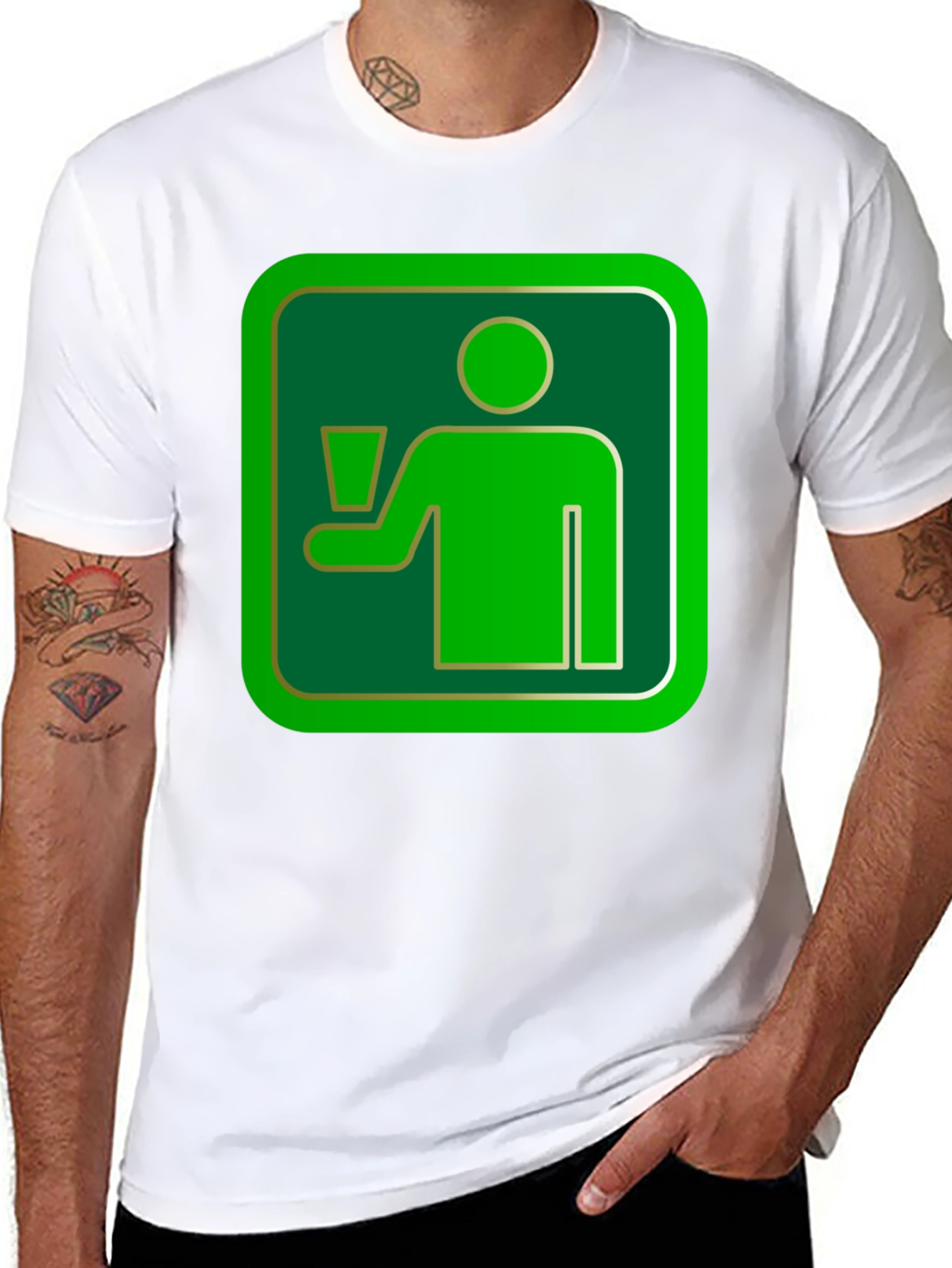 Green Drinker Graphic Tee - Casual Black T-Shirt