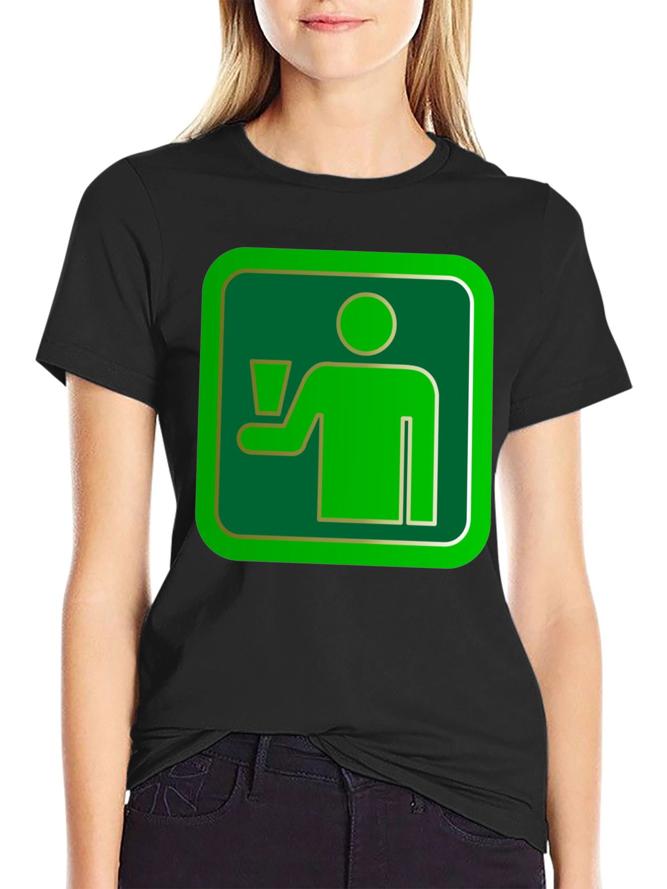 Green Drinker Graphic Tee - Casual Black T-Shirt