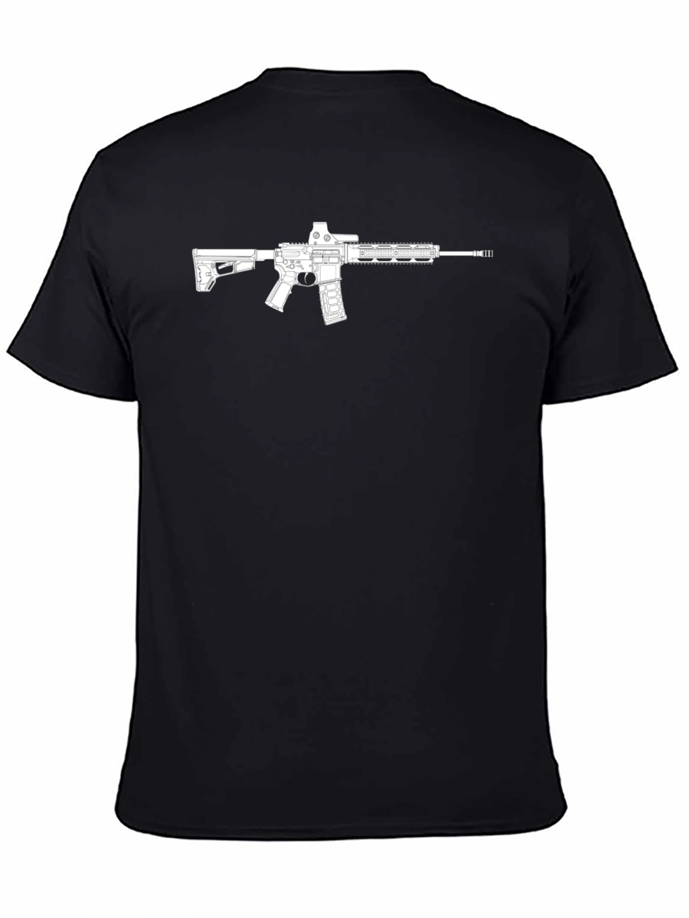 Gun Graphic T-Shirt - Black Cotton Casual Tee
