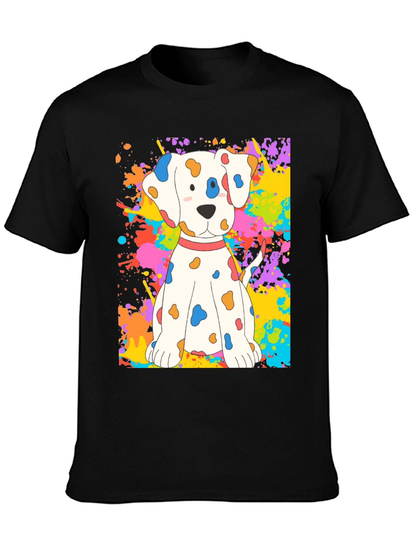 Cute Dalmatian Dog Splatter Print T-Shirt