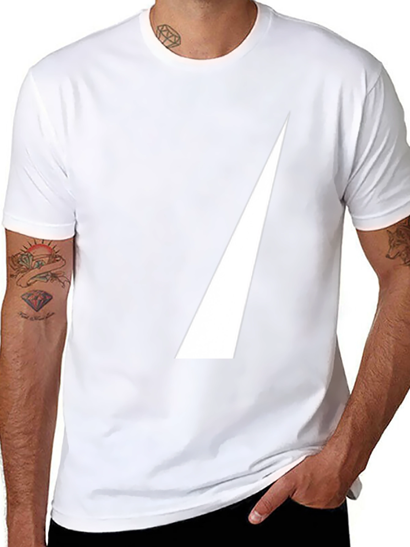 Mens Black T-Shirt with White Triangle Design