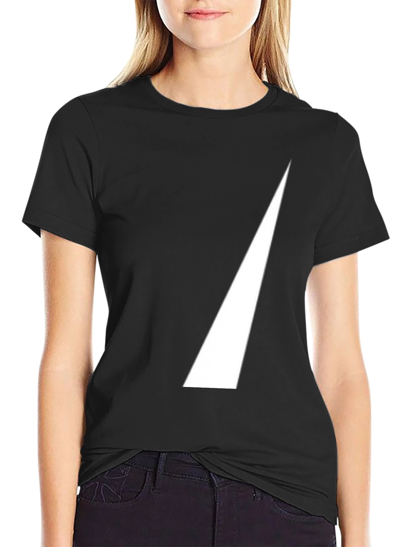 Mens Black T-Shirt with White Triangle Design