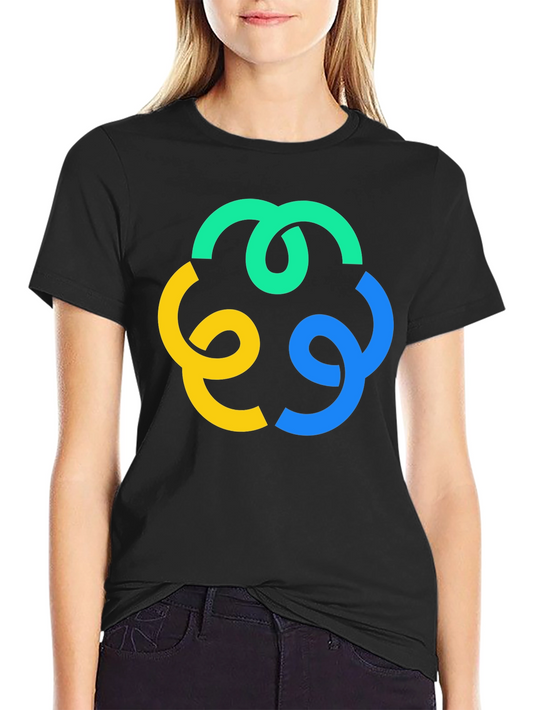 Abstract Colorful Circle Design Black T-Shirt