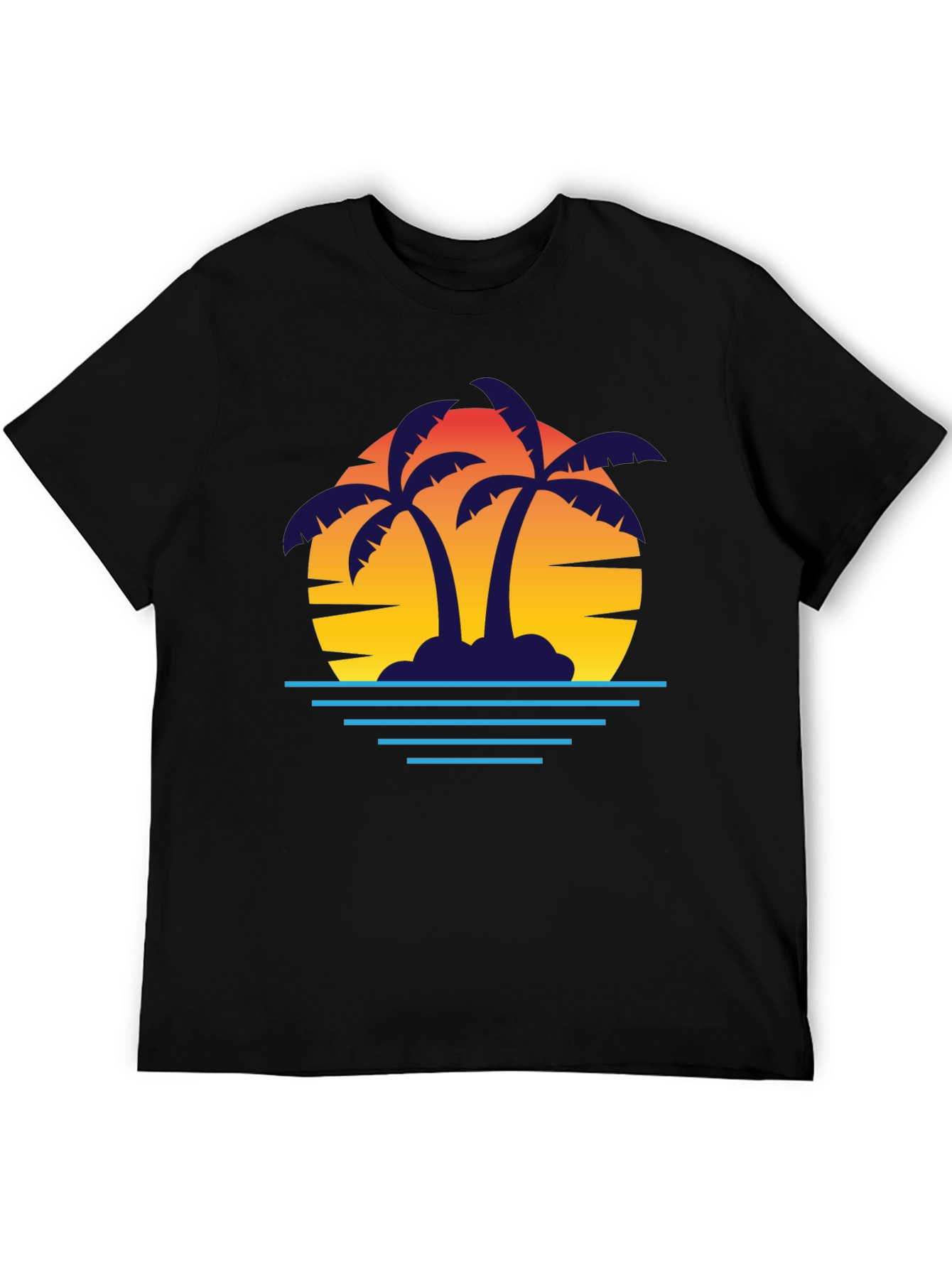 Sunset Palm T-Shirt - Black Graphic Tee