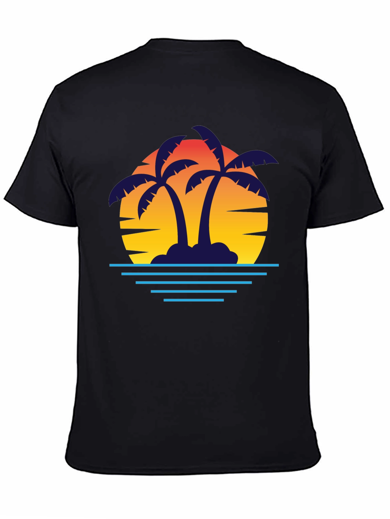 Sunset Palm T-Shirt - Black Graphic Tee