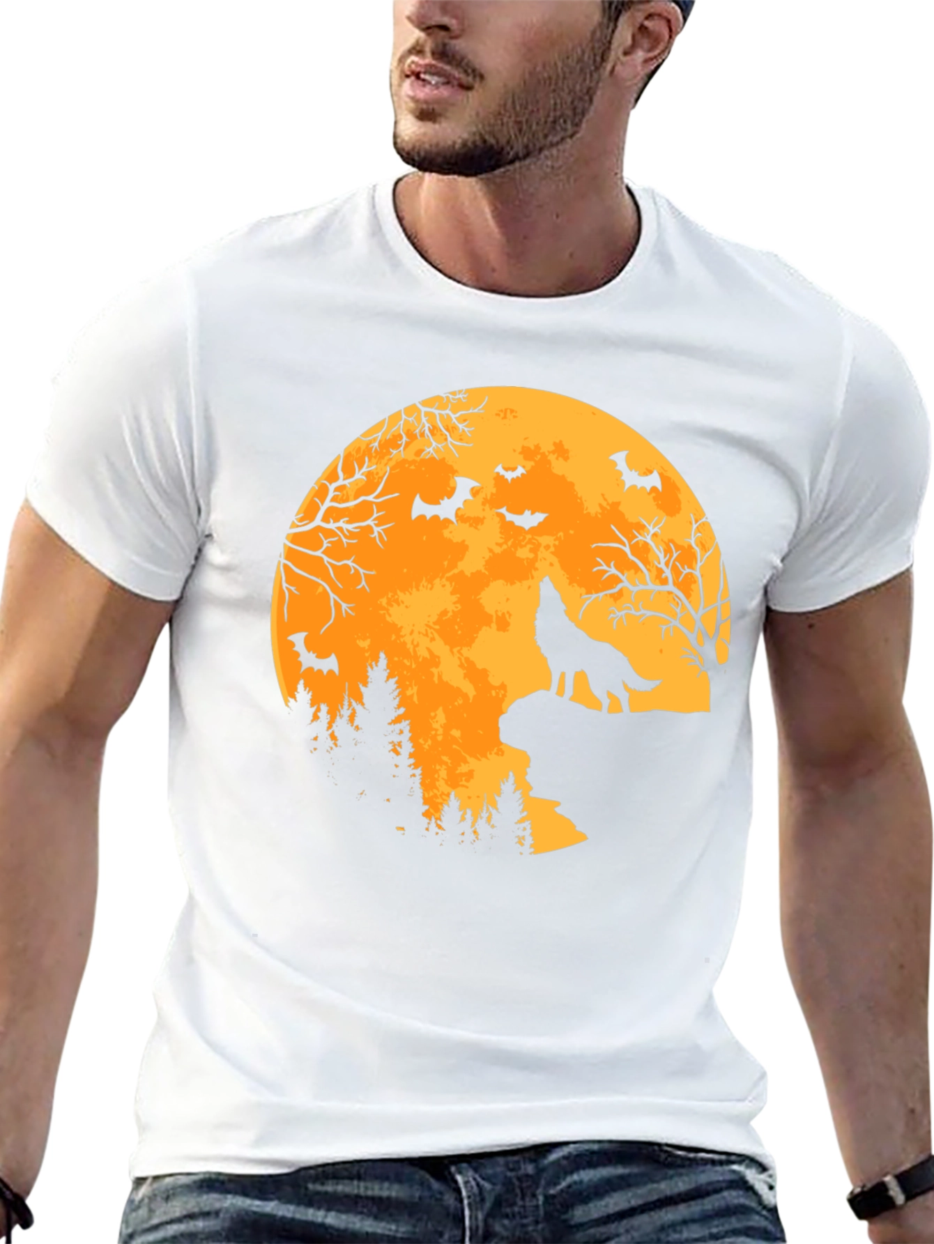 Halloween Wolf Moon Graphic T-Shirt
