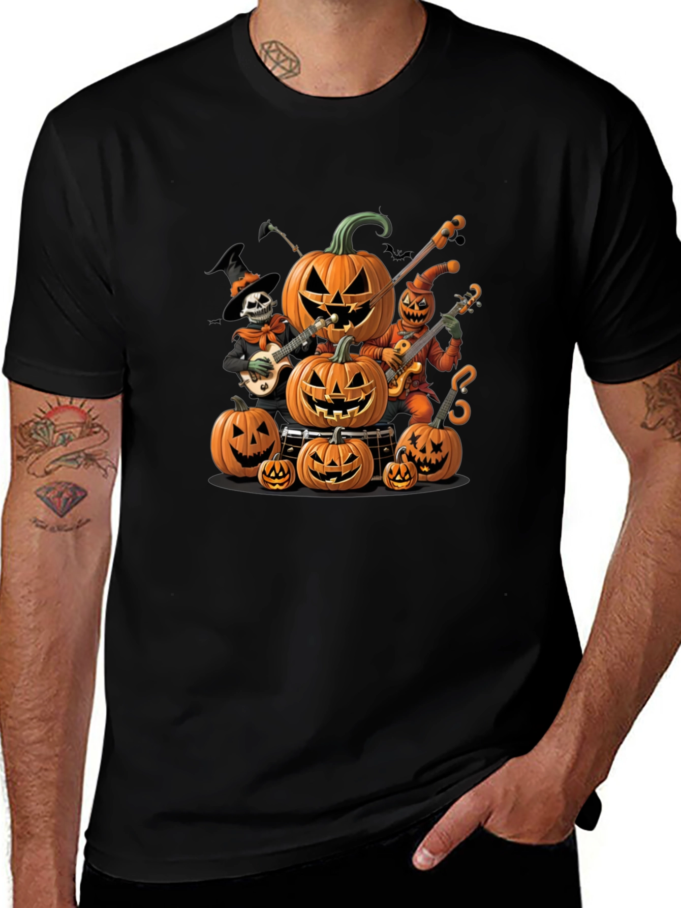 Halloween Pumpkin Band Graphic T-Shirt