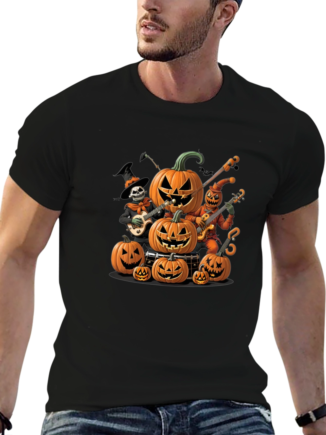 Halloween Pumpkin Band Graphic T-Shirt