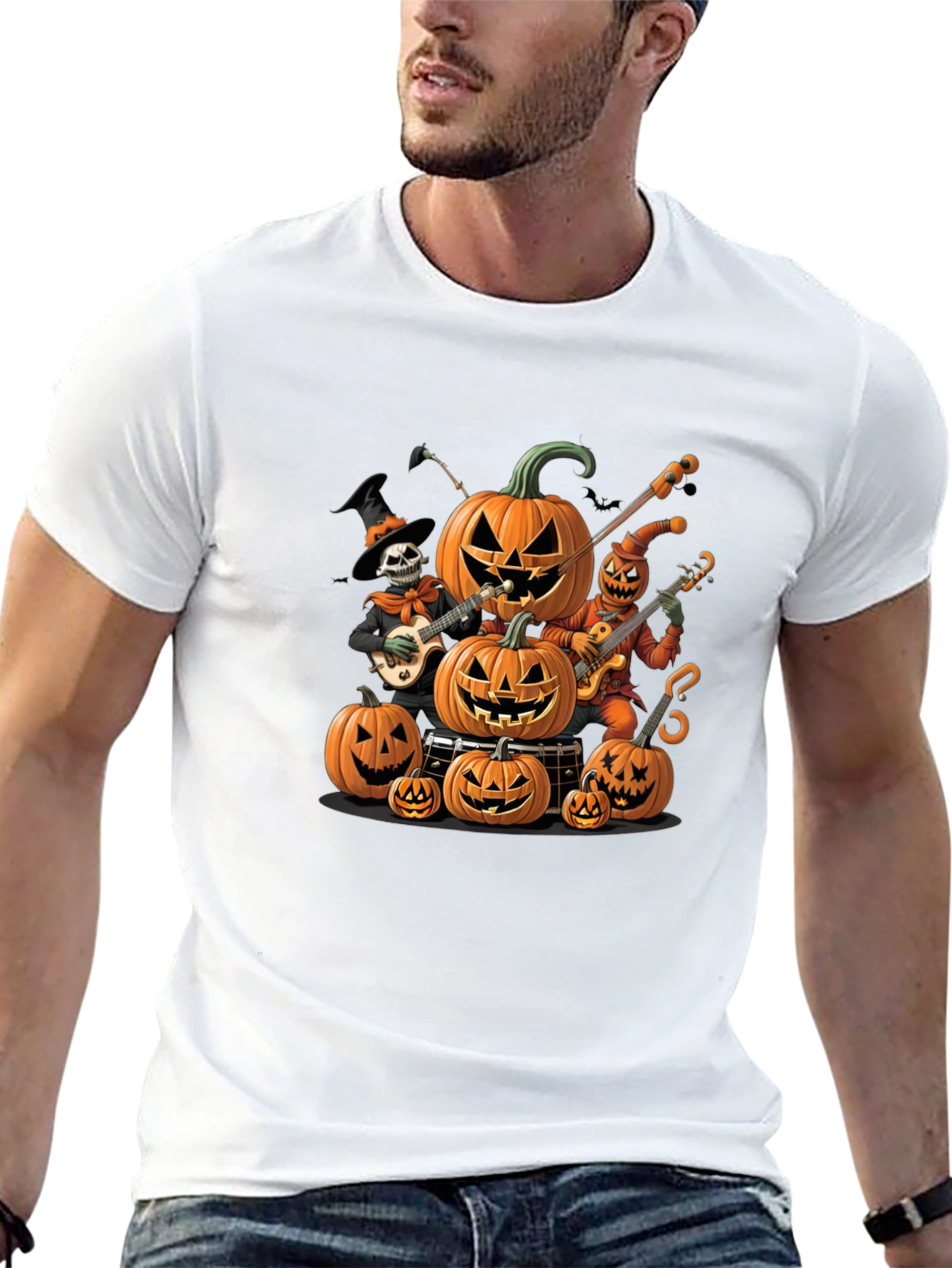 Halloween Pumpkin Band Graphic T-Shirt