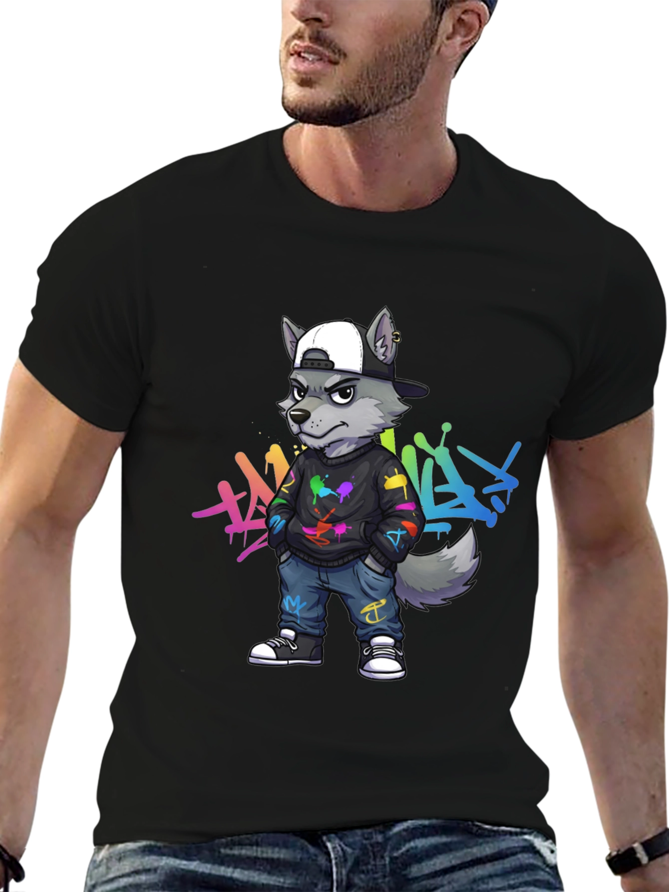 Cool Wolf Graffiti T-Shirt