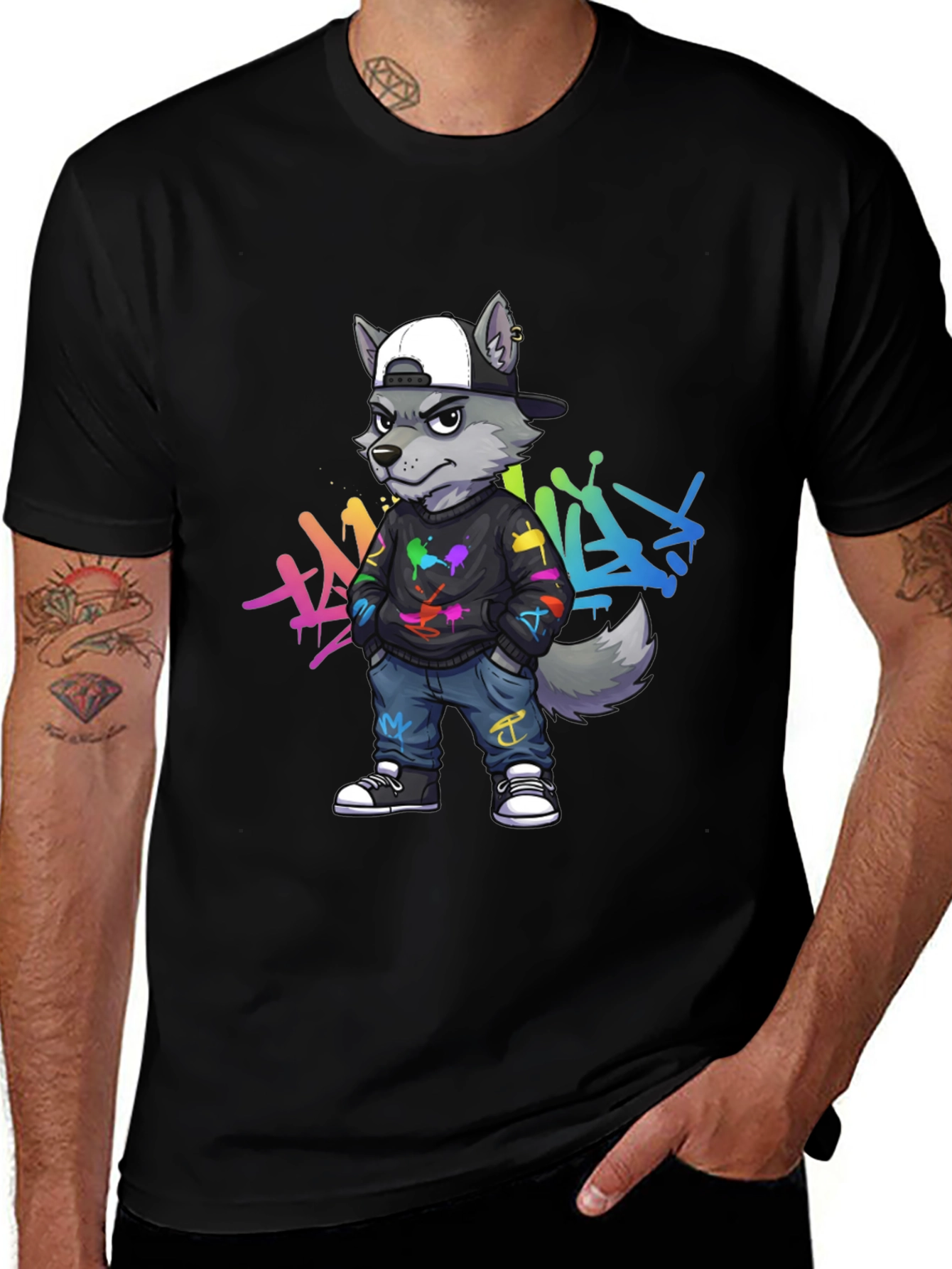 Cool Wolf Graffiti T-Shirt
