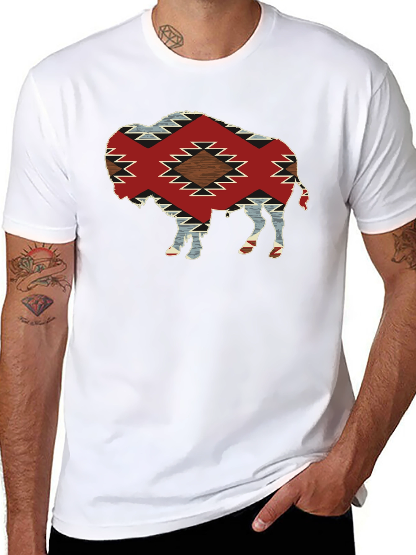 Buffalo Graphic Tee - Aztec Pattern