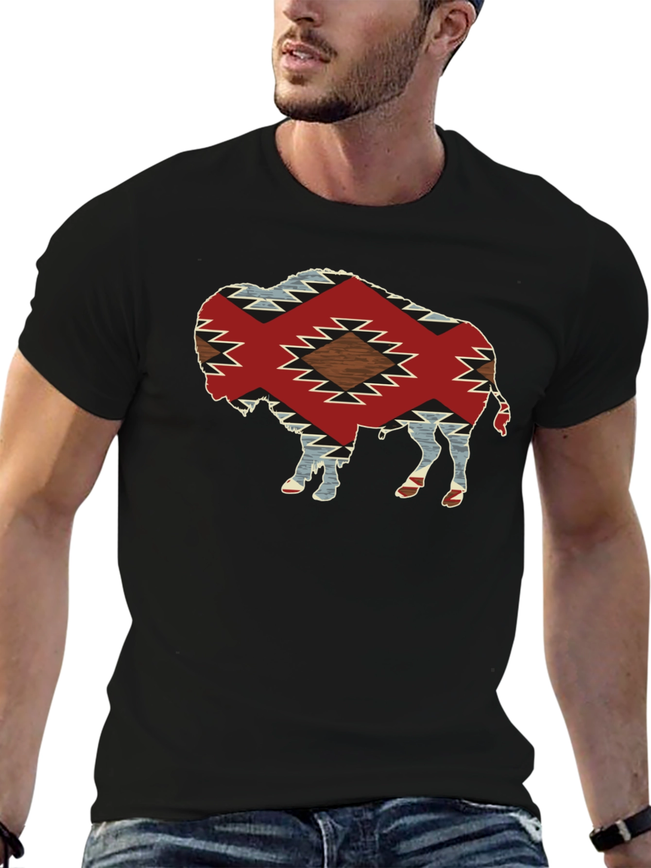 Buffalo Graphic Tee - Aztec Pattern