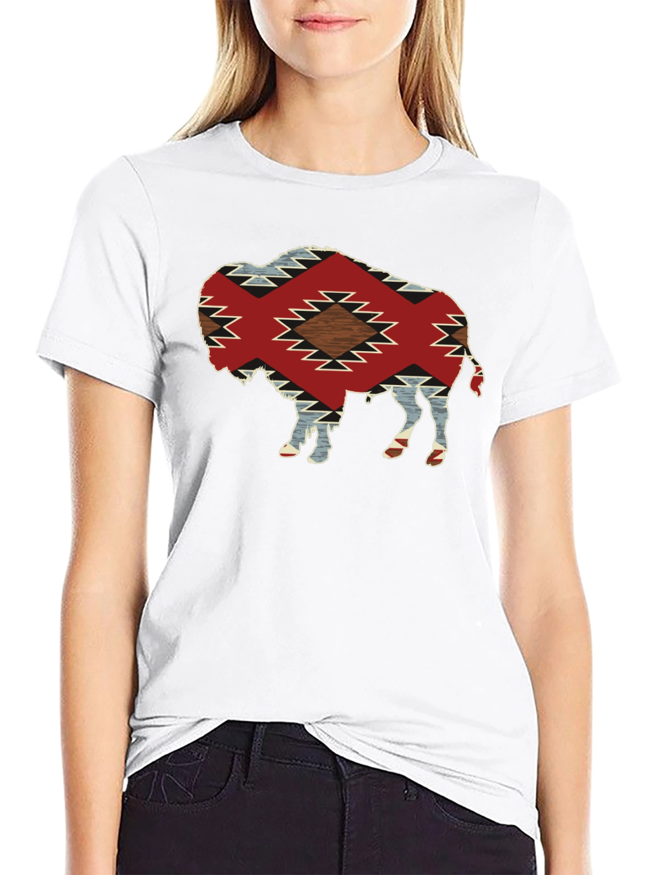 Buffalo Graphic Tee - Aztec Pattern