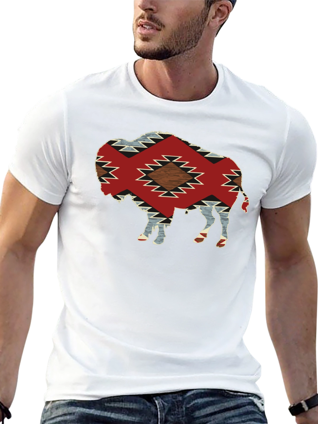 Buffalo Graphic Tee - Aztec Pattern