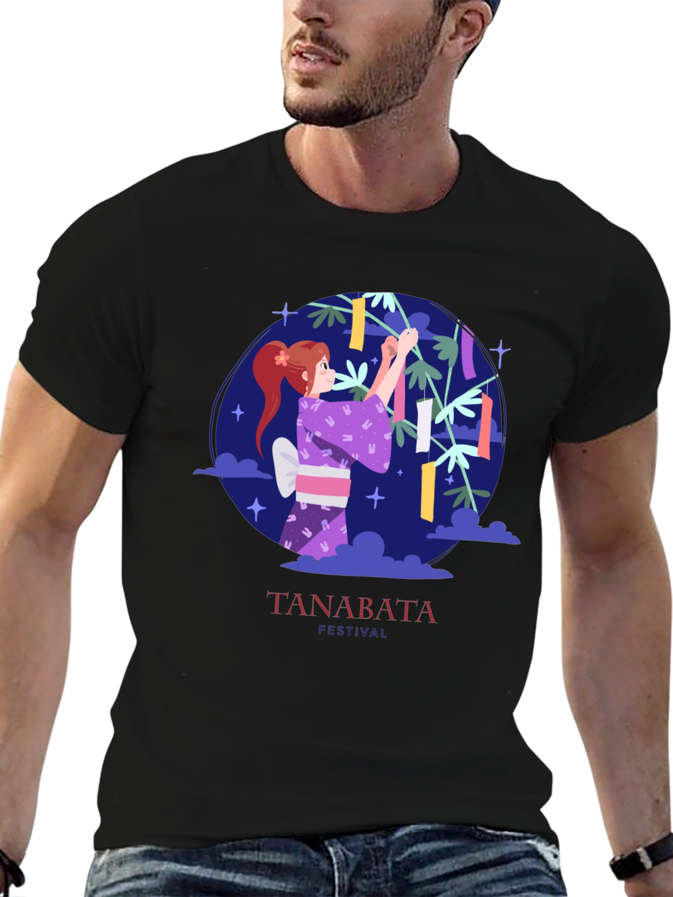 Tanabata Festival Graphic Tee - Black