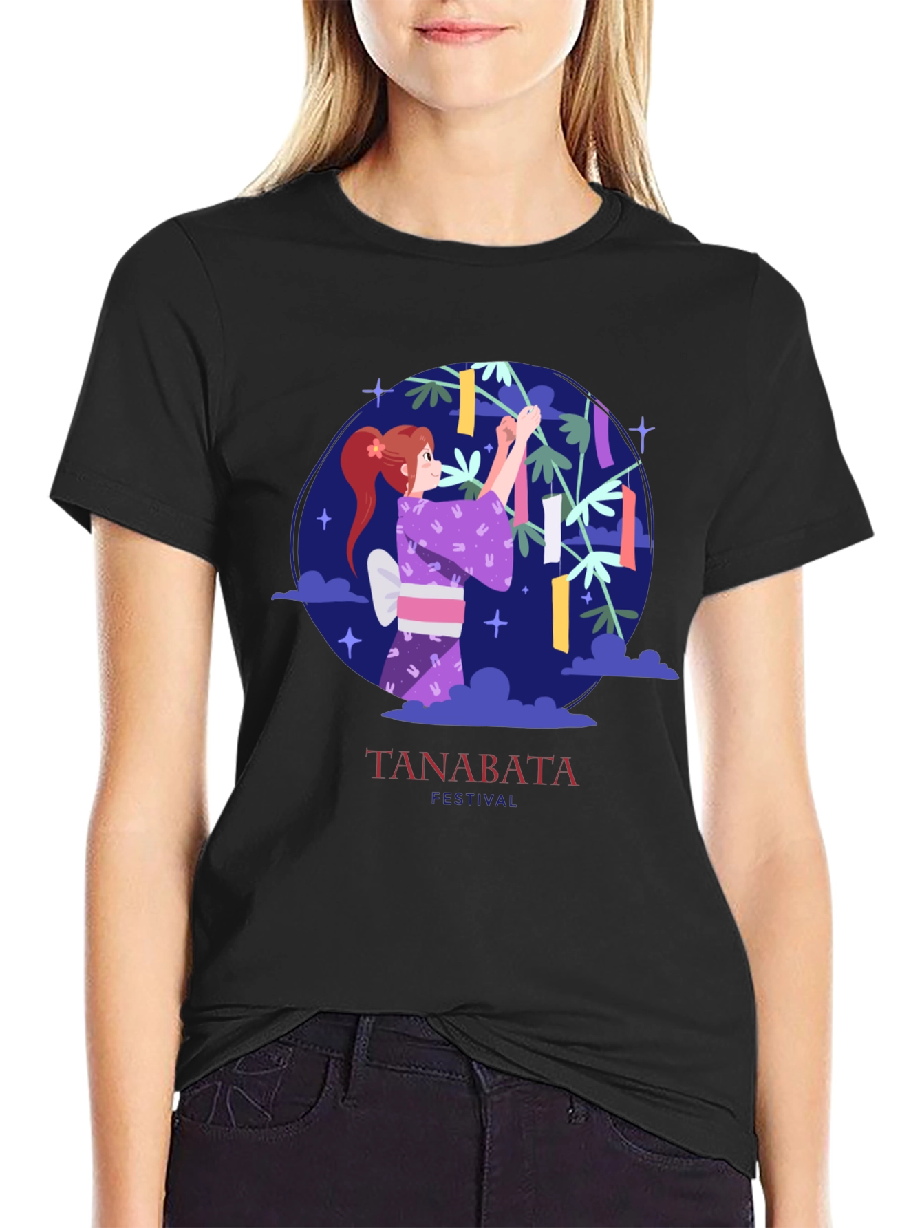 Tanabata Festival Graphic Tee - Black
