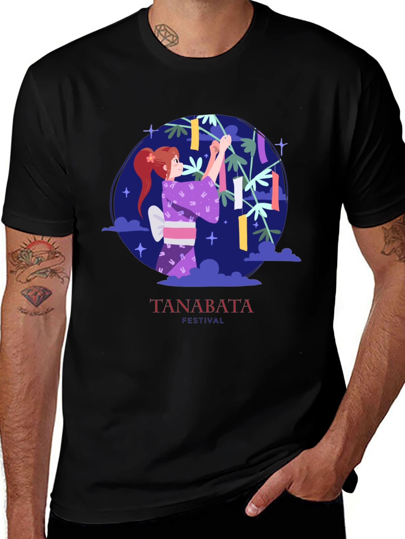 Tanabata Festival Graphic Tee - Black