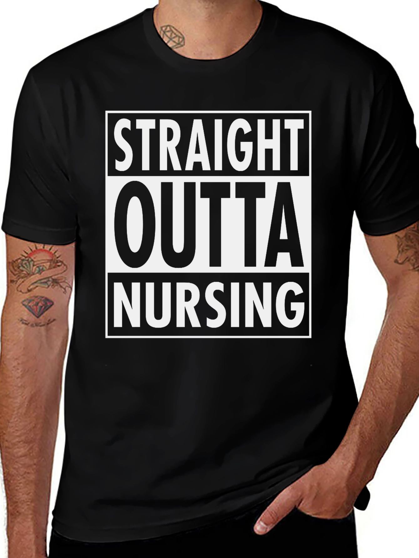 Straight Outta Nursing Black T-Shirt
