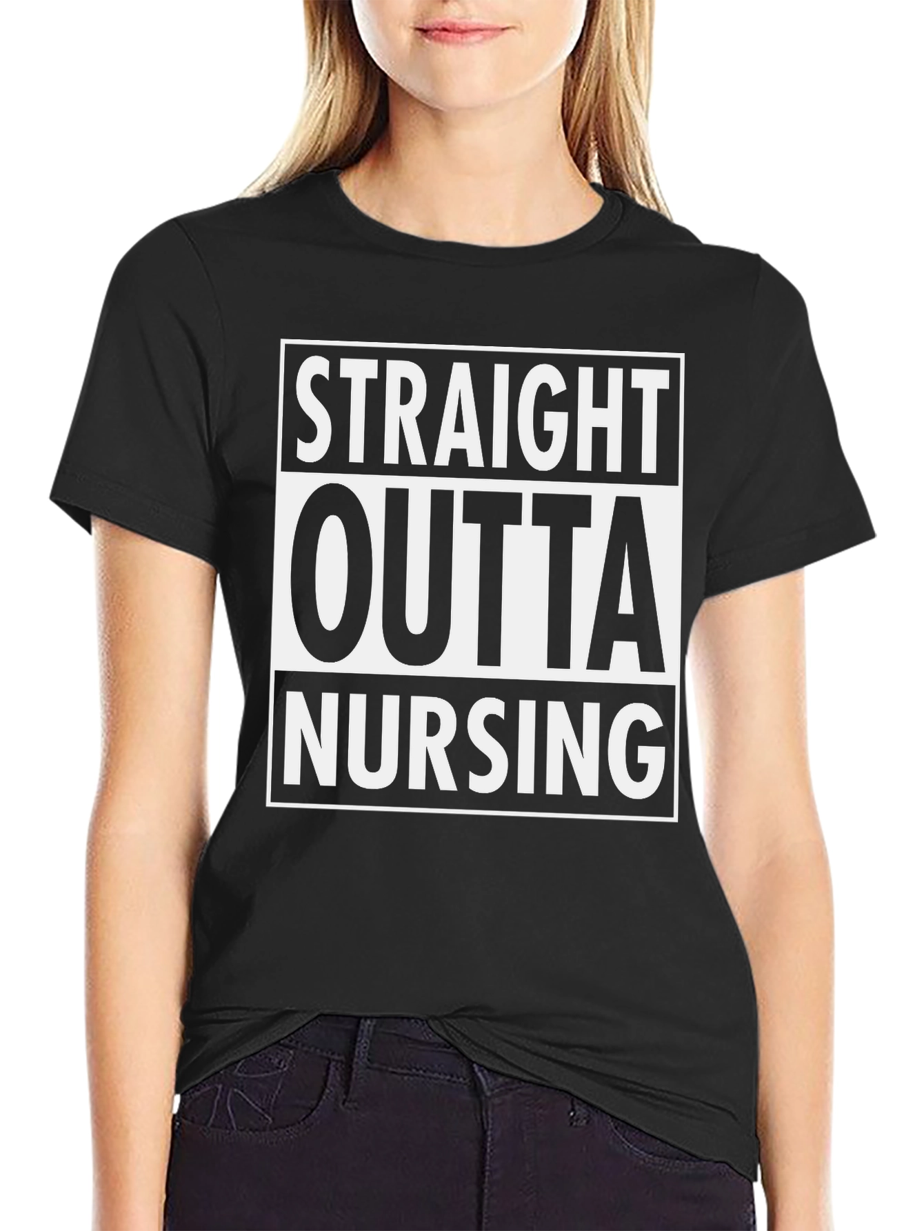 Straight Outta Nursing Black T-Shirt