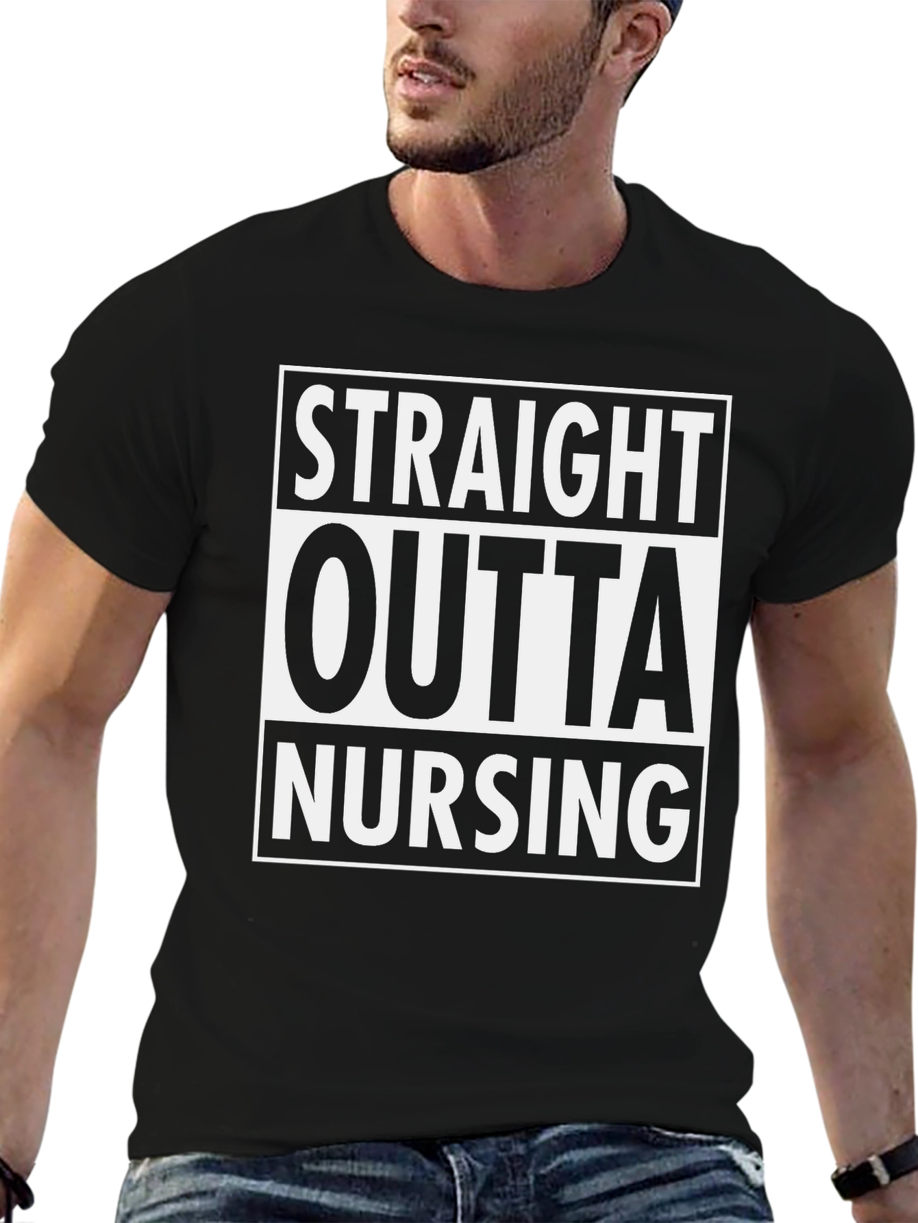 Straight Outta Nursing Black T-Shirt