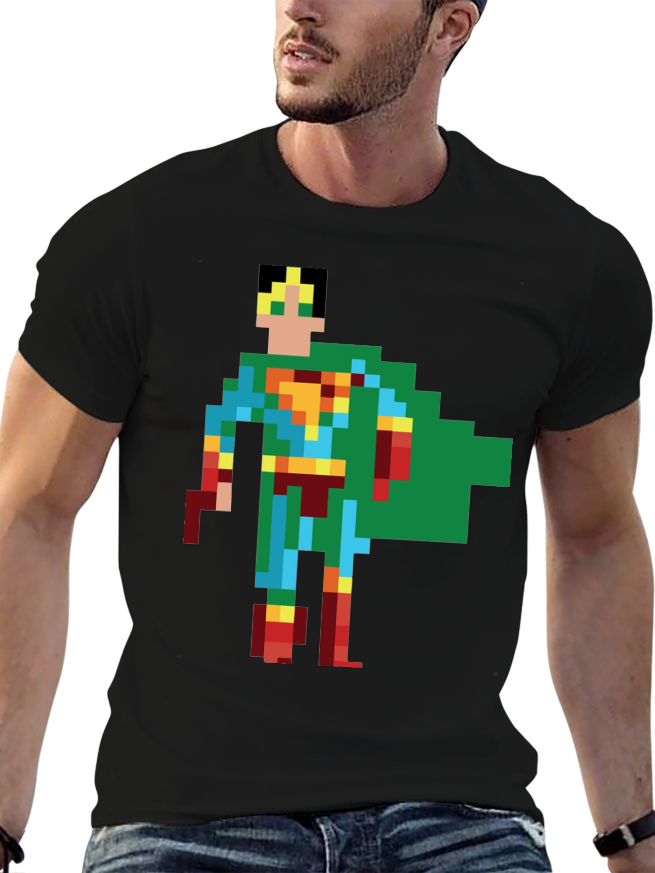 Retro 8-Bit Superhero Graphic Tee - Classic Gamer Style