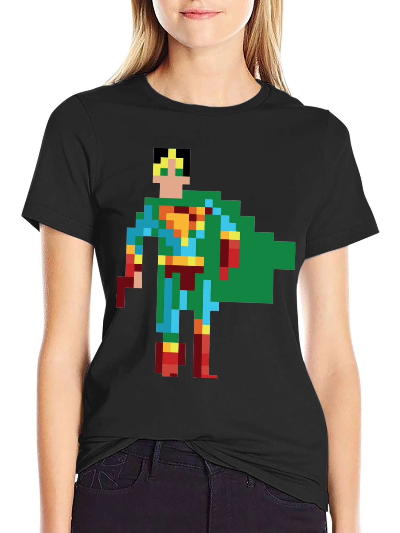 Retro 8-Bit Superhero Graphic Tee - Classic Gamer Style