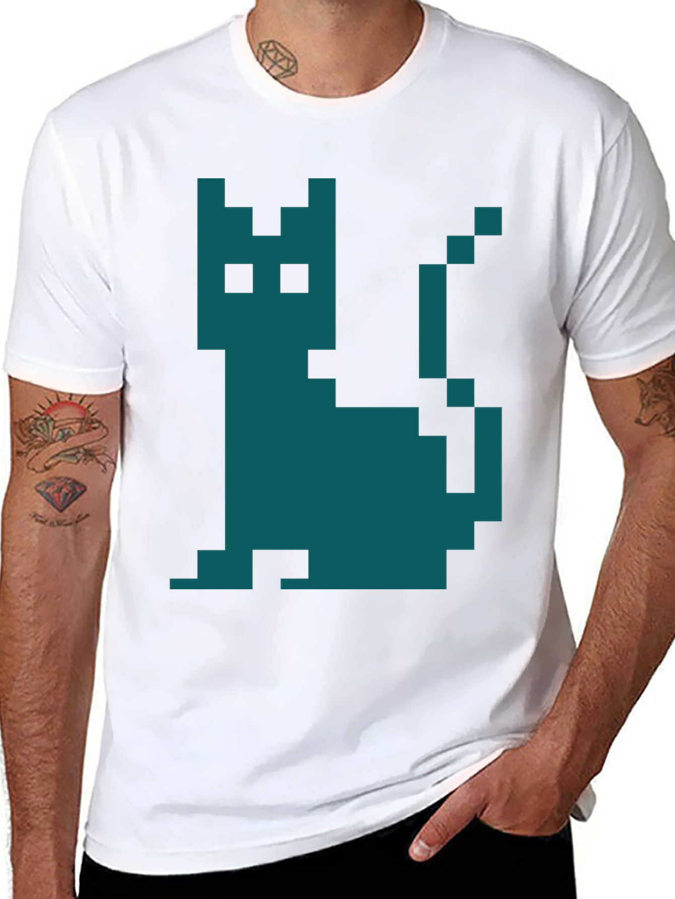 Pixel Cat Graphic T-Shirt - Retro Gaming Style