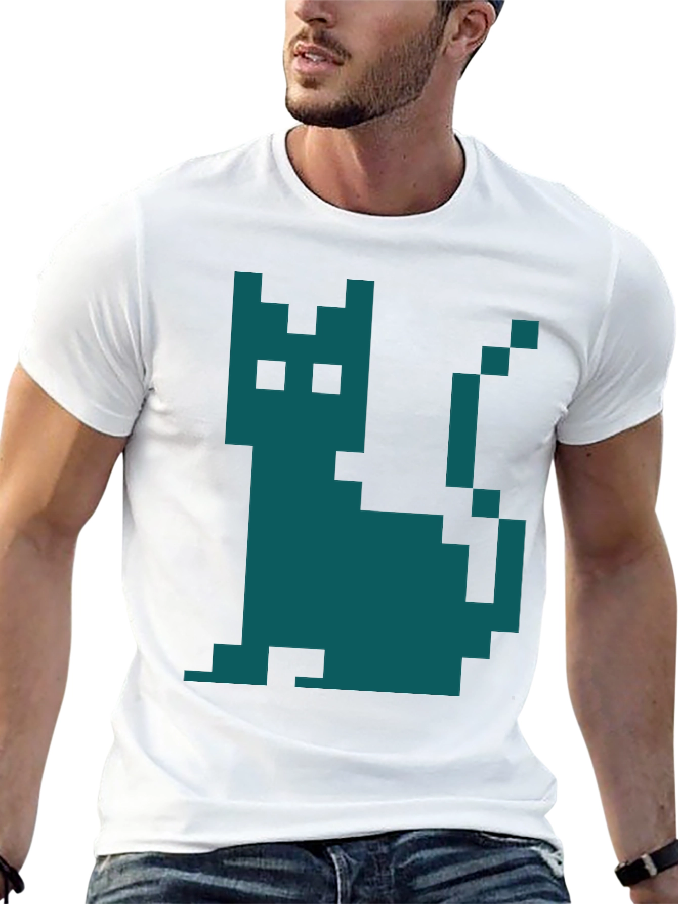 Pixel Cat Graphic T-Shirt - Retro Gaming Style