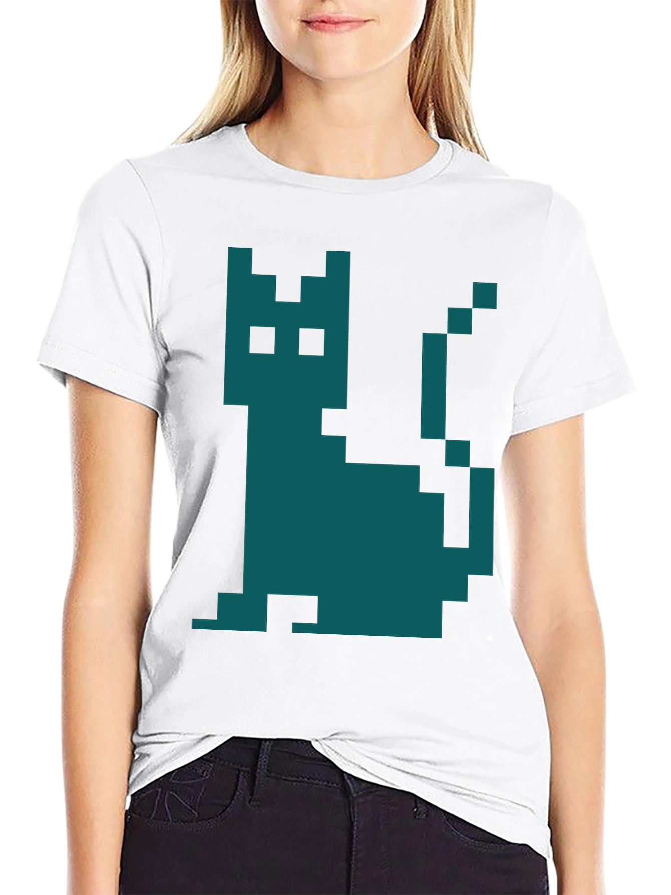 Pixel Cat Graphic T-Shirt - Retro Gaming Style