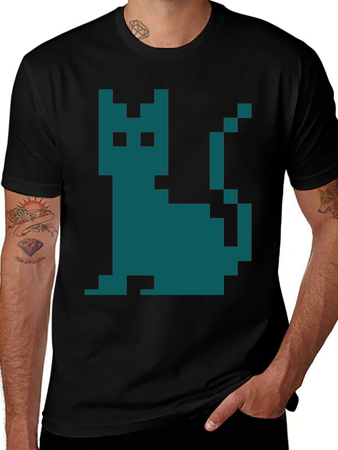 Pixel Cat Graphic T-Shirt - Retro Gaming Style