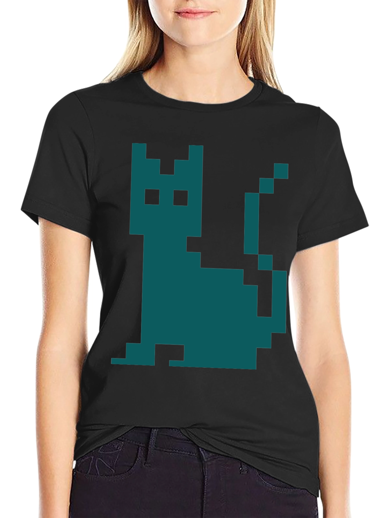 Pixel Cat Graphic T-Shirt - Retro Gaming Style